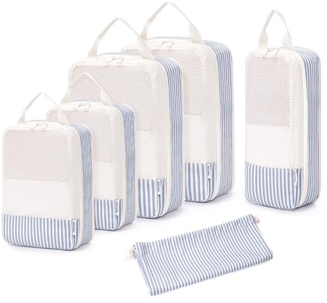 Narwey Set med 6 delar, förvaringslåda för resväskor, kompression packningskuber, ryggsäck packningskuber ryggsäck bagageorganisering packväskor set kompression för resväskor, resor Essentials