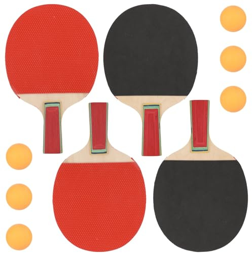 2 Pairs Table Tennis Set with 6 Balls, Ping Pong Paddles, Wooden Racket w/Ergonomic Handle & High-Elastic Sponge Rubber, Beginner-Friendly Lightweight Portable for All Ages