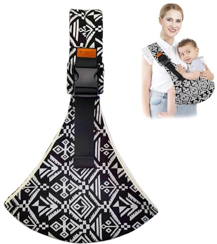 Babytrage Seitlich Trage Einstellbar Baby Carrier Kleinkinder Babytrage for Newborns Tragegurt Baby für Kinder von 0 Bis 36 Monaten und Einem Gewicht Bis 15 kg (Schwarz)