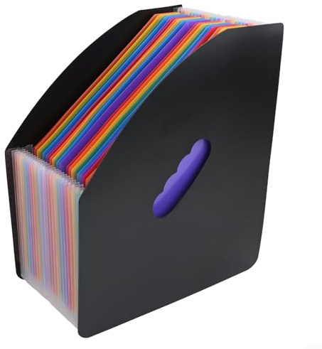 Organiseur de fichiers de bureau multifonction avec 13 poches arc-en-ciel, parfait pour le tri des fichiers A4, des cartes de visite et plus (B)