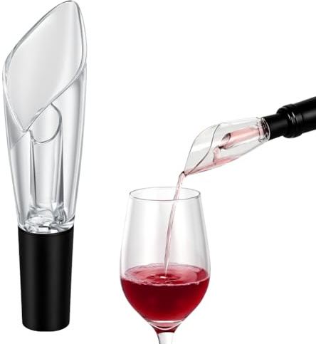 HOTUT Wine Aerator Pourer, Acrylic Red Wine Decanter with Drip-Free Pouring Edge, Decanter Aerating Accessories Gift for Christmas New Year Party for Wine Lovers, Gift Box Included