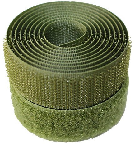 Velcro, nastro adesivo da 20 mm, colore verde oliva, marca Alfatex®, disponibile in varie lunghezze (lunghezza: 2 m)