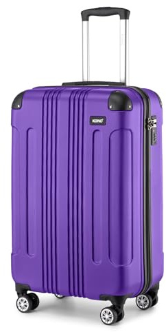 Kono Carry on Cabin Suitcase 55x35x20cm Lightweight Hard Shell ABS Hand Luggage with 4 Spinner Wheels (Purple)