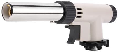 CORKAS Butane Torch Head,Professional Kitchen Cooking Torch with Adjustable Flame,Culinary & Grilling Blow Torch Lighter for Desserts,Creme Brulee,Soldering,and Baking-White (Fuel Not Included)