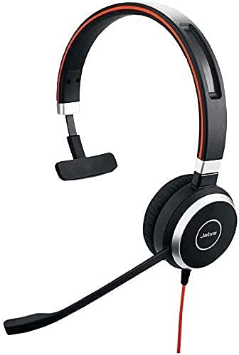 Jabra Evolve 40 MS Professional Wired Mono Headset – Superior Sound for Calls and Music, 3.5mm Jack/USB Connection (New) (Renewed)