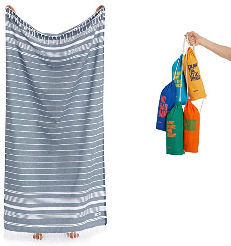 Luum® Strandtuch groß 100x200 Hamamtuch Saunahandtuch Handtuch Yogatuch Duschtuch Strandhandtuch Saunatuch Badetuch Reisehandtuch Fitness Pestemal Turkish Towels, Damen Herren, 100% Baumwolle, Navy