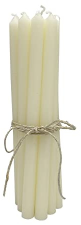ukiyo Pack de 12 velas finas de varilla de 20 cm de diámetro de 1,3 cm de diferentes colores, duración de combustión 2,5 horas, vela Adviento, Navidad, color: crema