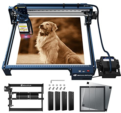SCULPFUN S30 PRO Laser Graviermaschine,10W Ausgangsleistung CNC Lasergravur Maschine, mit automatische air assist,Laser Waben Arbeitstisch, Laser Rotary Roller,Hochpräzises für Gravieren und Schneiden