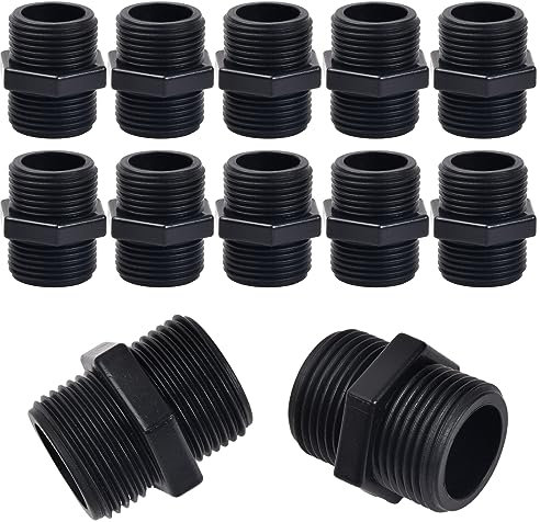 10 Pezzi Maschio Connettore Filettato Esterno 1 x 1, Connettori in PVC Raccordi per Tubi per Piantare Giardini, Sistema di Irrigazione