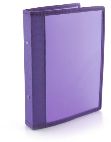 Classeur à 2 anneaux métalliques de 2 cm - Format A5 - Bords renforcés en tissu assorti et poche intérieure, 5PP - 100 % Eco by Office Box (violet)