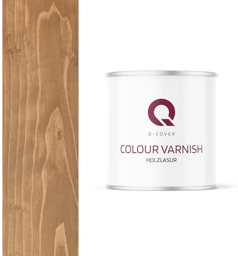 Q-Cover Holzlasur Beige 1011, 2.5L (ca.13m²-1 Anstrich) Satin Holzschutz Holzschutzlasur Lasur Wasserbasierte Innen Außen Lasur Abperleffekt Für Holz
