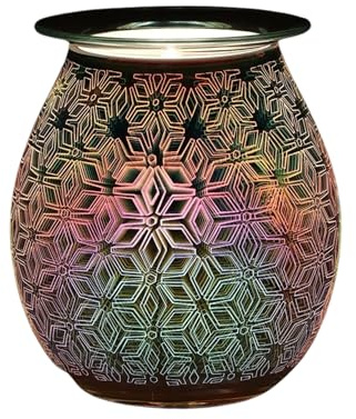 3D Glass Oil Burner Lamp - Geometric Multicolour Electric Wax Melt & Essential Oil Diffuser, Unique Gift, Home Decor, Aromatherapy
