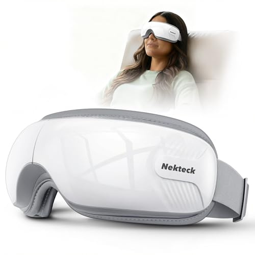 Nekteck Eye Massager with Heat, Birthday Gifts Eye Mask Massage for Migraine Relief, Heated Smart Migraine Massager to Reduce Strain, Dry Eyes, Sleep Relaxation, Bluetooth Music, Ideal for Her Him