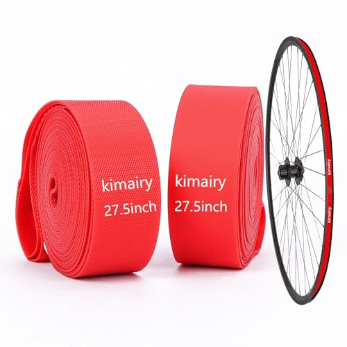 2 Pack Bicycle Rim Liner Strip Tape, High-Strength Protection Tape Inner Tubes for Bike Wheels (Mountain Bike Tires, Red 27.5Inches)