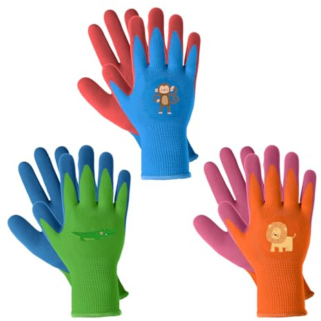 Migliore Wear 3 pares de guantes de trabajo para niños guantes de jardinería