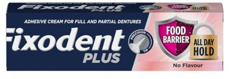 Fixodent Plus Food Barrier 40g x 1 – No Flavour Denture Adhesive Cream - Strong, Long-Lasting Hold with Welari Thank You Card | (1 Pack)