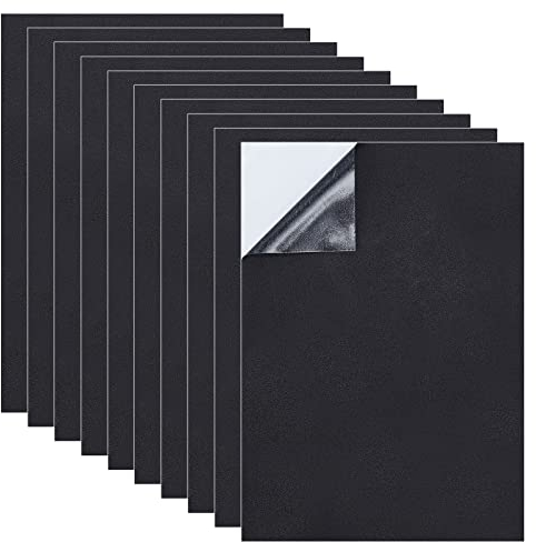 BENECREAT 10 Pcs Feuille de Mousse Adossée Autocollante Noir Tapis De Protection en Mousse Antidérapante avec Support Adhésif pour Meubles Doublure de Boîte à Bijoux 210mm x 300mm x 1mm