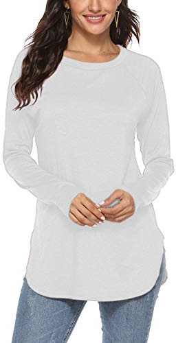 Newchoice Long Blouses for Women to Wear with Leggings Plus Size Tunic Tee Shirts (XXL,White)