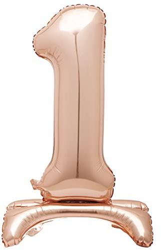 Unique Party 59591 - Riesen Stehen Nummer 1 Ballon - 76 cm - Roségold, Rose Gold