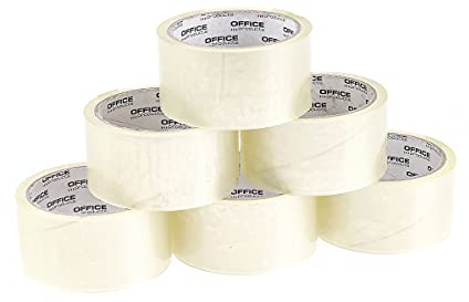 OFFICER PRODUCTS 15025031-90 Verpackungsklebeband Farbe: Transparent/ 6 Rollen/Breite 48mm x Länge 46m/ Farbiges PP-Packband mit Acrylkleber/Verpackungsband Klebeband Paketklebeband/