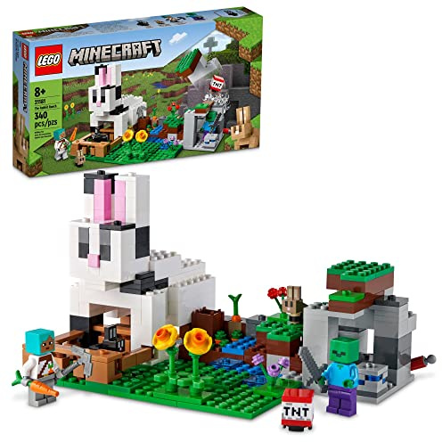 LEGO 21181 Minecraft Die Ranch Hase, Bauset, Spielzeug für Kinder ab 8 Jahren mit Trainerfiguren, Zombie, Tiere