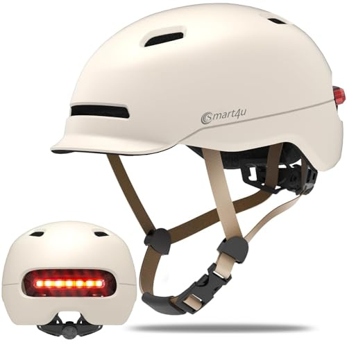 Casco Inteligente Smart4u SH50U con luz, Casco de Bicicleta con luz Trasera | luz de Advertencia de Freno | detección de caídas, Certificado CPSC,Adecuado para desplazamientos urbanos de Adultos.