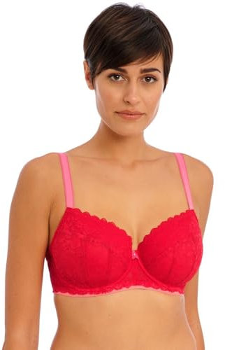 Freya Women's Offbeat Underwire Padded Half Cup Bra, Opaque, Chilli Red, 36H US