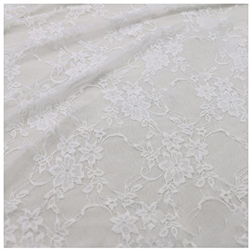 NIANTONG 150 Cm di Larghezza Tessuto in Pizzo al Metro per Cucire Fai da Te E Decorazioni per Matrimoni Feste Decorazioni Fai da Te Venduto al Metro(Color:Bianco Originale)
