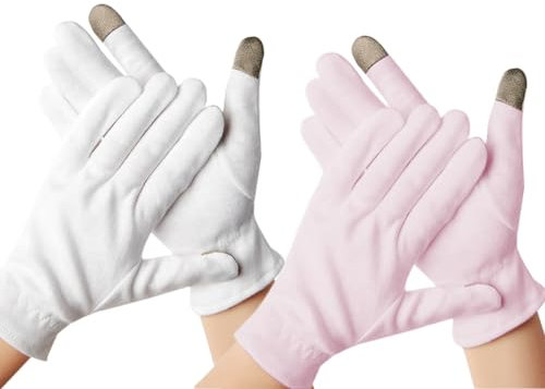 NTRUXZP guanti idratanti 2 paia di touch screen guanti in cotone durante la notte guarisci eczema lozione per dormire mani spa trattamenti riparazione ruvida screpolata secca screpolate pelle