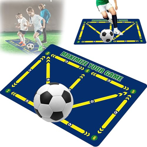 Cerkkapo fotboll steg träningsmatta, fotboll träningsmatta, 60 x 90 cm stötdämpande fotbollsmatta bollkontroll, träningsmatta halkfri fotboll matta, fotboll träningstillbehör