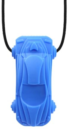 ARK Collana da masticare per auto, giocattolo da masticare con design sicuro, 3 gradi di durezza, senza BPA, ideale per bambini e adulti, cordino regolabile con chiusura di sicurezza (fissa, blu