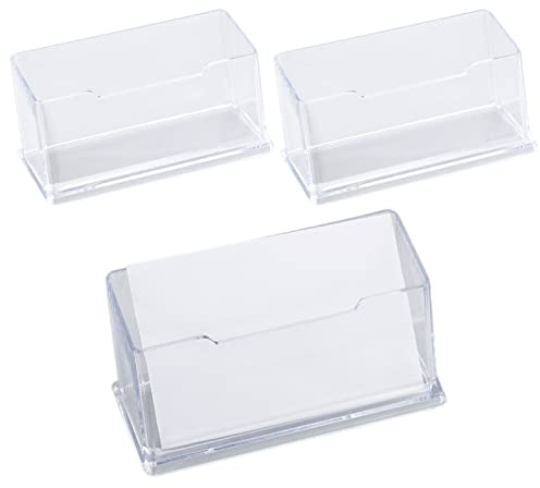 REBECASKYENS Lot de 3 porte-cartes de visite en acrylique pour cartes de visite, cartes de visite, support de table pour bureau, collection
