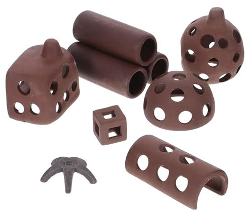 ADOCARN 7 Pezzi Nascondigli per Gamberetti Decorazioni per Argilla Rifugi per Riproduzione e Habitat Accessori per Serbatoio e Gamberetti