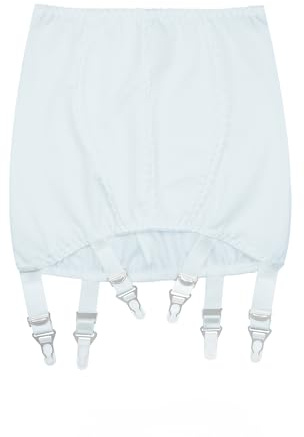 Luxallacki Elegante cintura con fondo aperto con 6 cinghie, reggicalze senza lacci, biancheria intima modellante in vita, bianco, XL