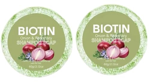 Zwiebel Biotin Shampoo Seife, 2X60G Natürliche Rosmarin Shampoo Seife, Rosmarin Shampoos Seifes für Dünner Werdendes Haar, Handgemachte Feste Zwiebel Biotin Shampoos Seifes, für Alle Haartypen