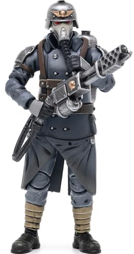 JOYTOY Warhammer 40k Astra Militarum Death Korps of Krieg Veteran Squad Guardsman with Flamer 1/18 Action Figure Collect and Display Model Model