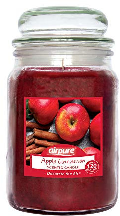 AIRPURE Large Candle Scented, Apple Cinnamon Fragrance, 18oz Jar, 120 Hour Ornamental Candles, Fill The Room with a Warm and Homey Fragrance, for The Bedroom, Bathroom, Family Room or Office