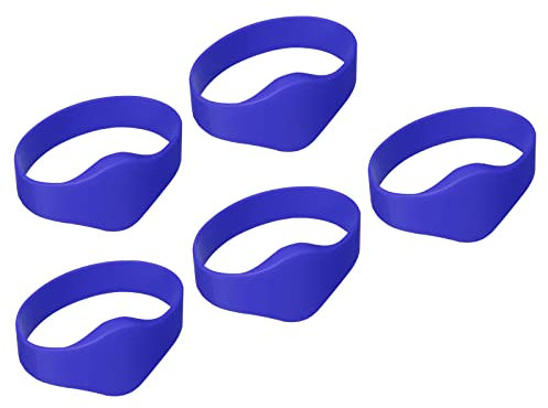sourcing map 5Pack RFID Silikon Nähe Armband 13.56MHz Wasserdicht Ring für Tür Zugang Blau