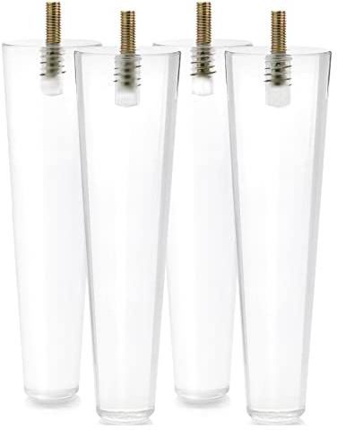 JIAJUTUI001 Gambe per Mobili in Acrilico Piedini per Mobili e Divani in Acrilico,Bulloni M10,Piedi Trasparente,per Divano Scrivania Tavolino da Caffè Letto Panca 4 Pezzi (30cm(11.8in),M10)