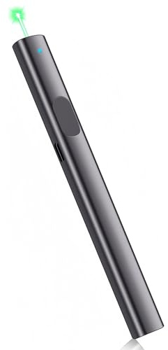 M Monoie Wireless Presenter Green Laser Pointer 1000ft Long Range, High Visibility Bright Beam, Metal Body Pen, for Teachers, Construction, Realtors, Presentations, Outdoor Use (Grey/Green Light)