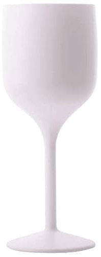 Bicchiere da vino da esterno bianco | infrangibile - riutilizzabile, riciclabile, set di 6 calici da piede | Look Design Bianco | Capacità 300 ml (10 once) | Lavabile in lavastoviglie