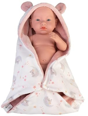 My Sweet Love - Muñeca con manta de ratoncito gris, bebé recién nacida de 33 cm y cuerpo duro, ropa de punto y accesorios como manta con orejas, juguete fabricado en España, +2 años, Famosa (MYW03000)
