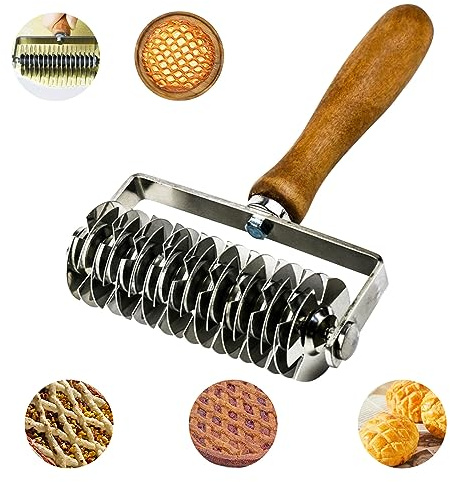 mumisuto Formine per Pasticceria a Reticolo, Rullo per Tagliapasta a Reticolo, Taglia Pasta per Crostate in Acciai Inox, Rotella Tagliapasta, Utensile da Forno per Torta Rullo Pizza Biscotti