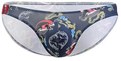 Maiclaice Hombre Elastano Running Talle Bajo Reductora Bikini Mini Slip Ropa Interior Azul Marino Medium