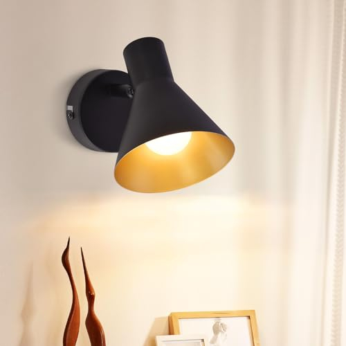 ZMH Wandleuchte Innen Wandlampe Schwarz - Vintage Flurlampe Industrial Style Flur Retro Schlafzimmer Wandstrahler E14 Kleine Metall Wandbeleuchtung Wohnzimmer Küche Treppenhaus Bett