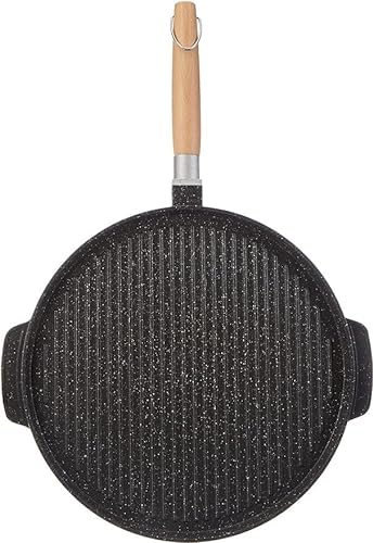 LA CASA DI EVA BISTECCHIERA GRILL A DOPPIA CM 32 ANTIADERENTE PER CUCINARE DA UN LATO LISCIO E DA UNO RIGATO. MANICO ESTRAIBILE. MADE IN ITALY. PER PIADINA, TORT AL TESTO UMBRA, PESCE, CARNE, VERDURE