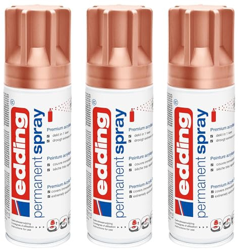 EDDING Lot de 3 Sprays Peinture Acrylique Permanent 5200 Cuivre Précieux Mat