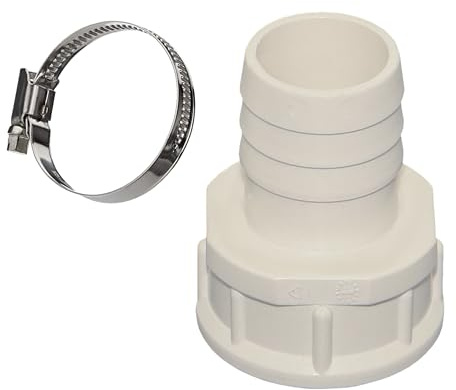 HAF® slangkontakt med 38 mm pip och 1 1/2 tum IG inkl. 1 x slangklämma i rostfritt stål och teflonband för pool-, damm- och poolkonstruktion och alla bevattningssystem – kvalitet: Tillverkad i Europa