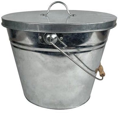 Cubeta de ceniza de metal galvanizado WERKA PRO con tapa y asa