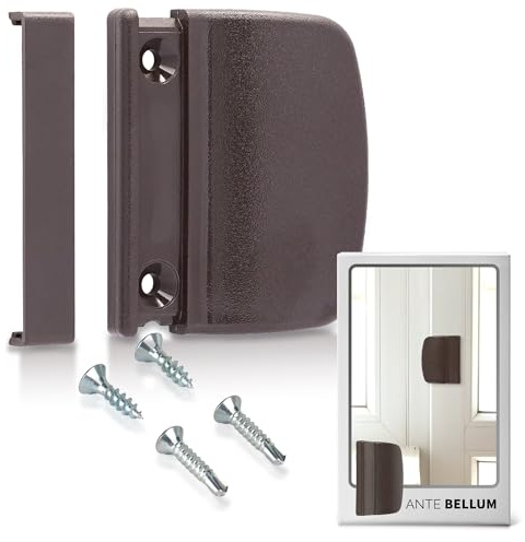 Ante bellum Tirador para puerta de balcón, versátil para puertas de balcón, terraza y mosquitera, incluye tornillos, fácil montaje sin taladrar (marrón gris)